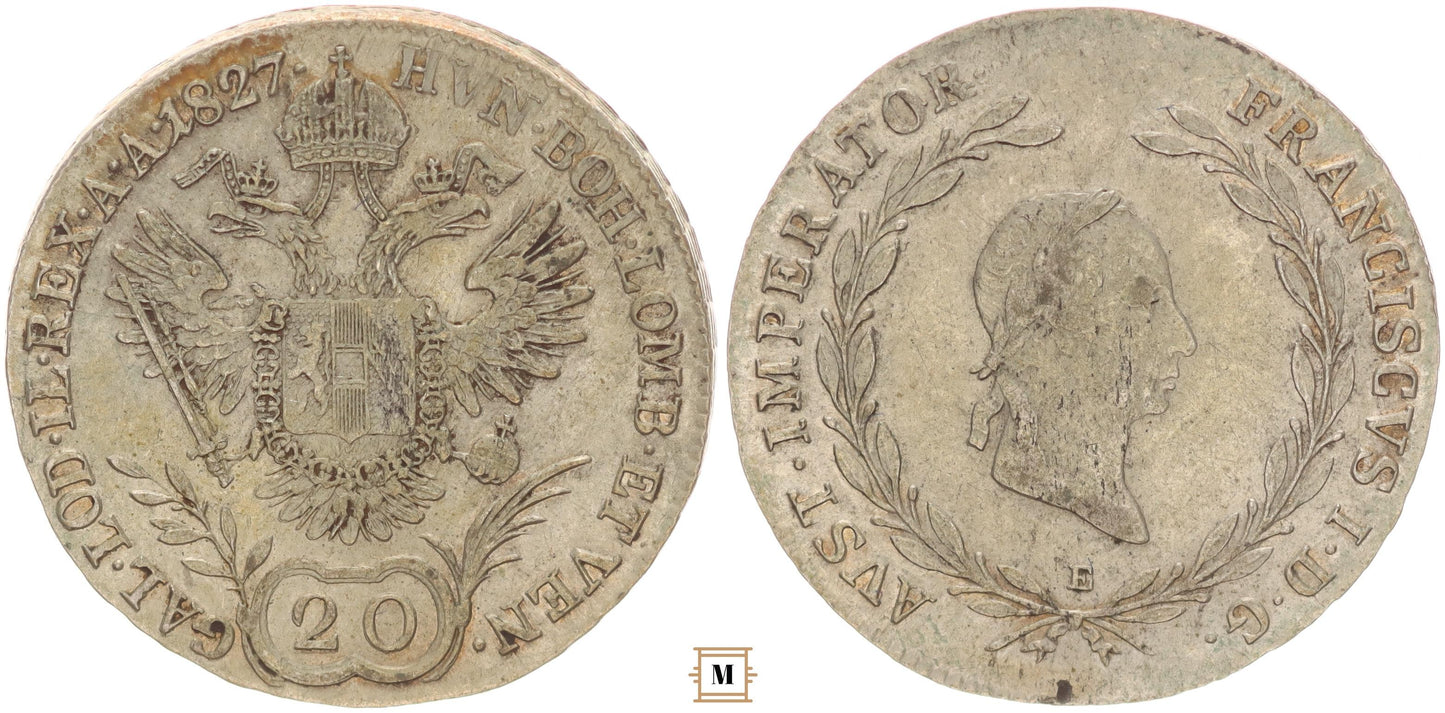 I. Ferenc 20 krajcár 1827 E
