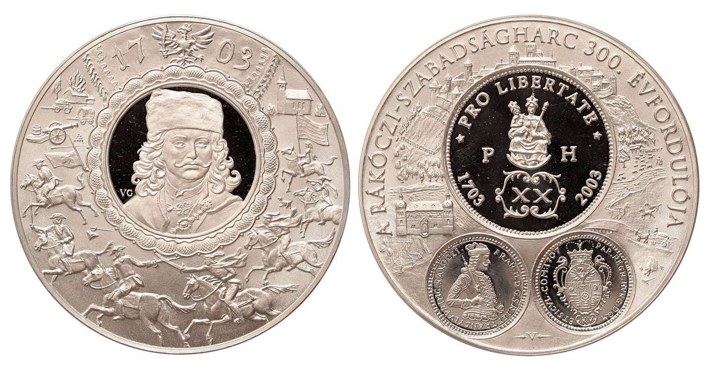 II. Rákóczi Ferenc emlékérem 2003 0.5kg Ag(.999)
