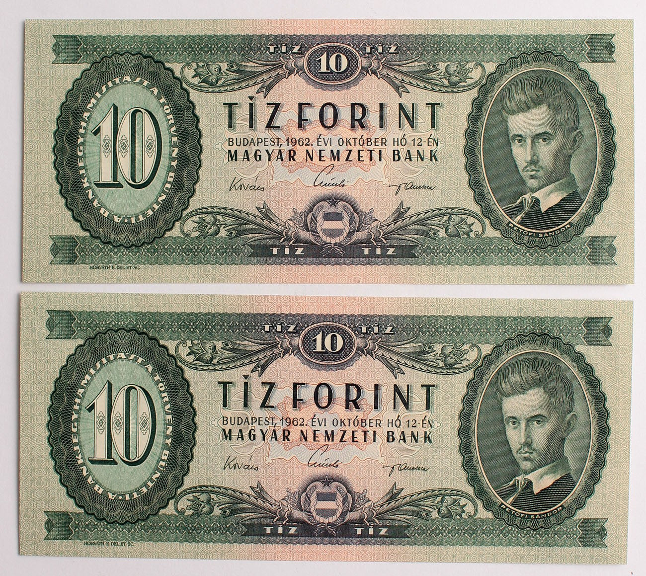 10 forint 1962 2db. sorszámkövető