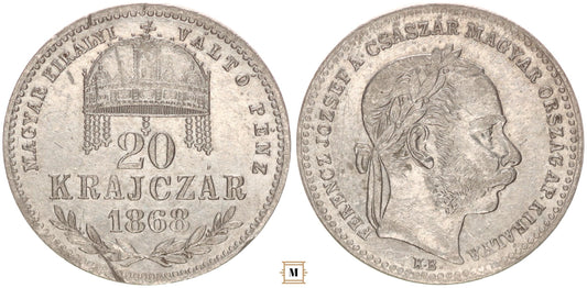 Ferenc József 20 krajcár 1868 KB MKVP
