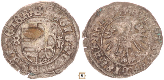 I. Ulászló 1440-1444 denár B-n csillag