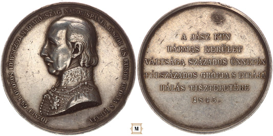 József Nádor 50 éves jubileumi emlékérem 1845 Boehm