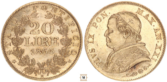 Pápai Állam 20 lira 1866 R